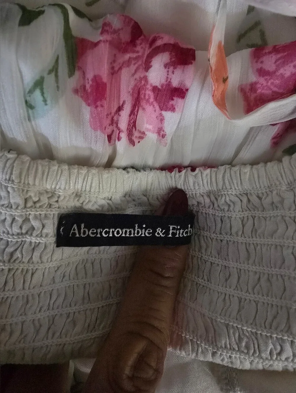 Abercrombie & Fitch White Maxi Dress with Pink Floral Print